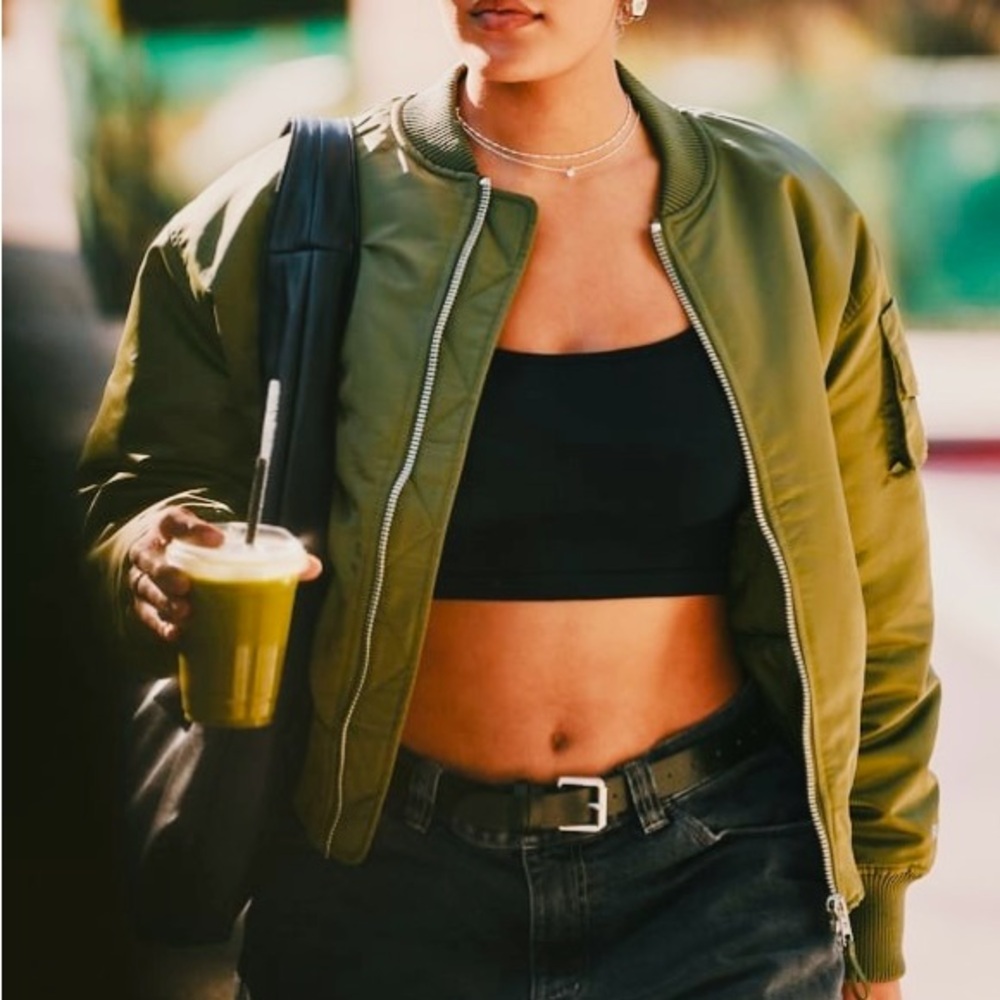 Fabletics Women's Iconic Oversized Bomber Jacket Green/Olive